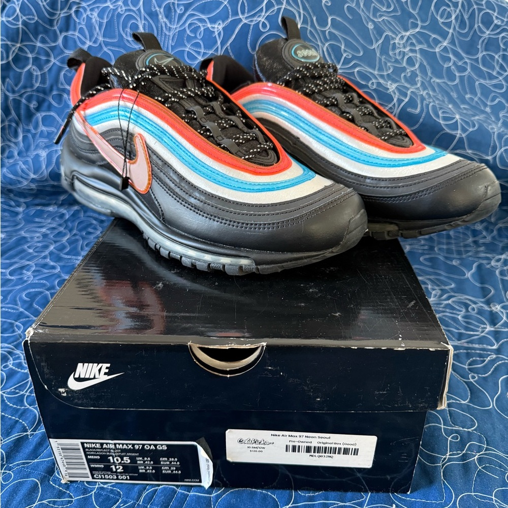 Nike Air Max 97 Black Red Blue - Neon Seoul- 10.5 men’s